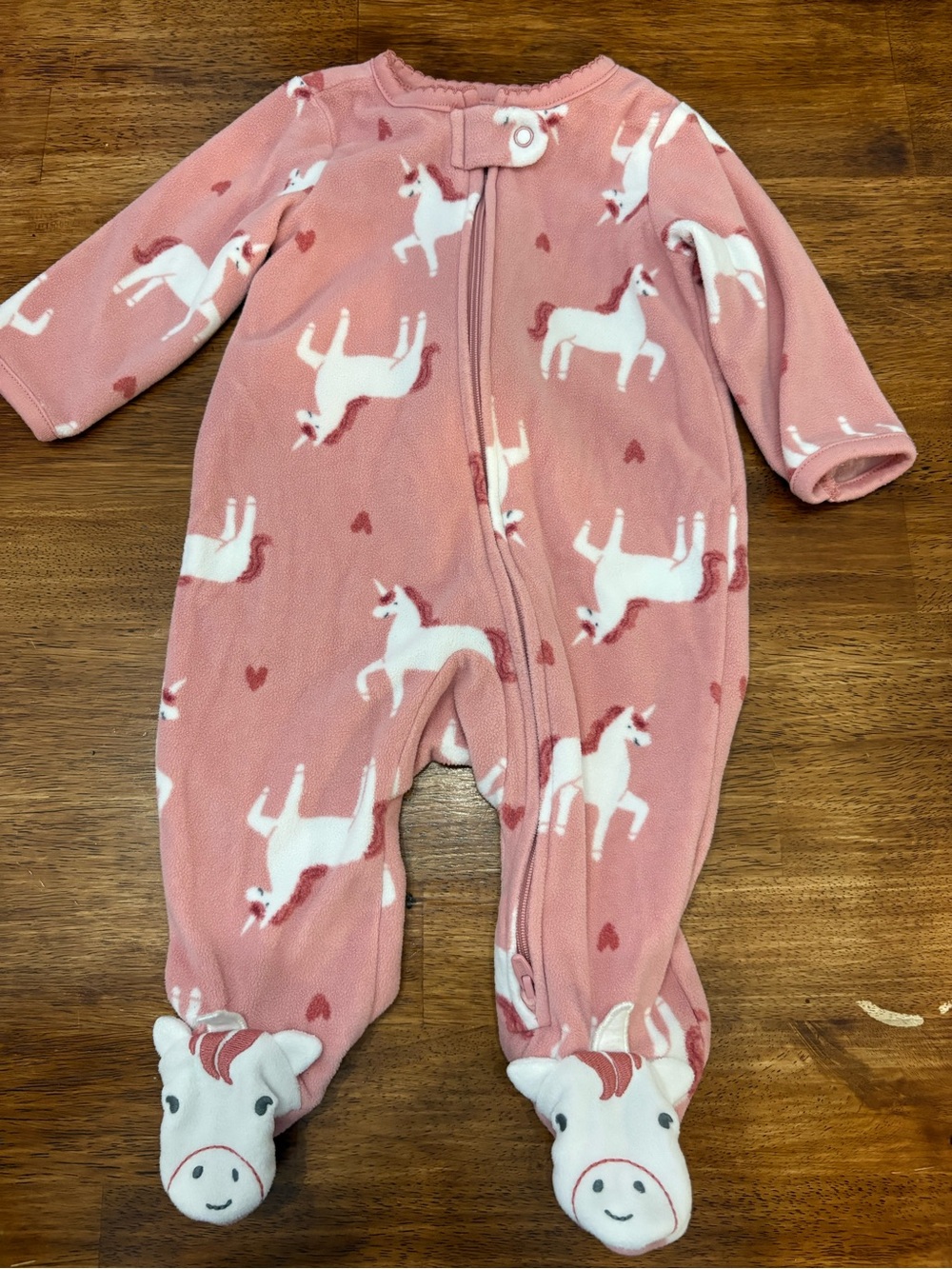 Carter's Pink Unicorn Fleece Footed One-Piece Pajamas